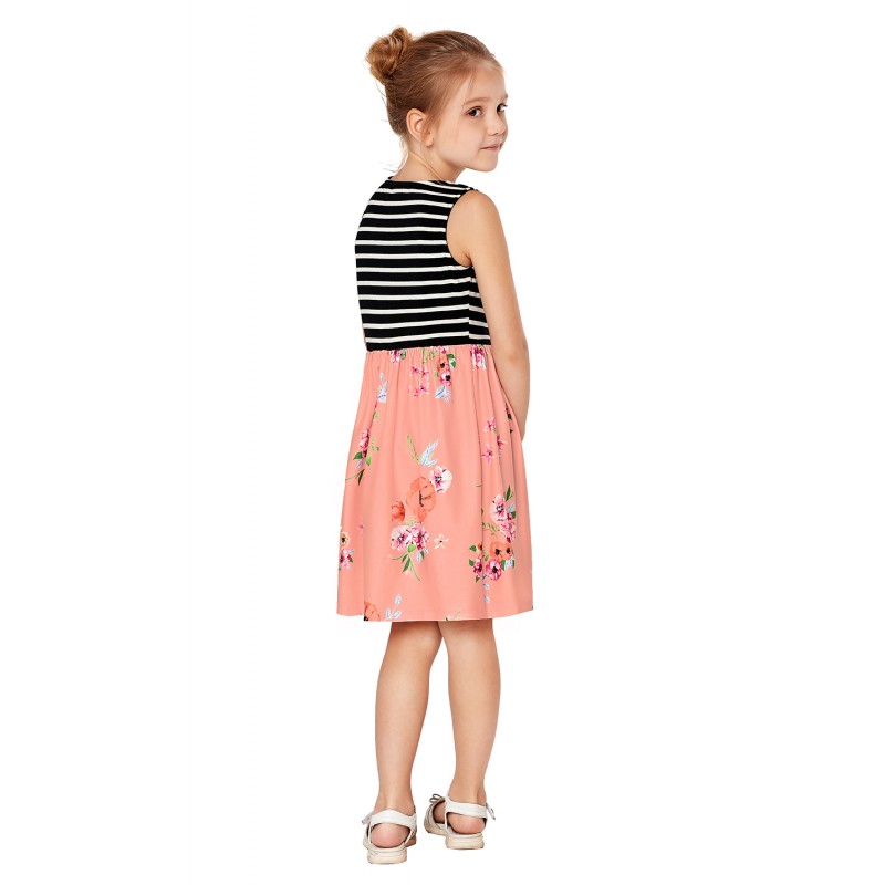 Pink Toddlers Floral and Striped Tank Dress Pink Toddlers Floral and Striped Tank Dress