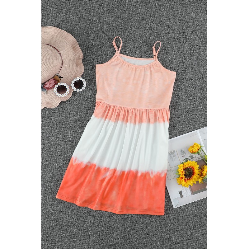 Orange Ombre Tie-dye Sleeveless Flowy Kids' Parent-child Dress