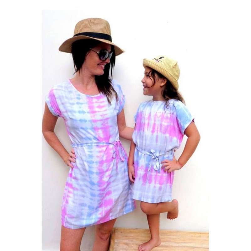 Family Matching Kid Multicolor Tie-dye T-shirt  Dress