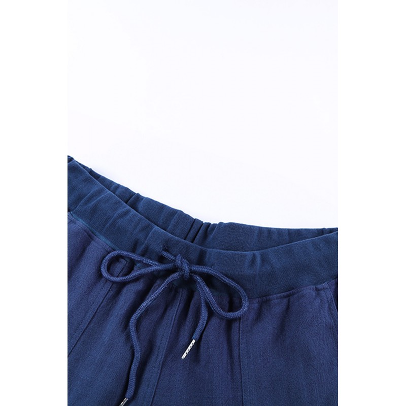 Dark Blue Pocketed Drawstring Joggers Dark Blue Pocketed Drawstring Joggers