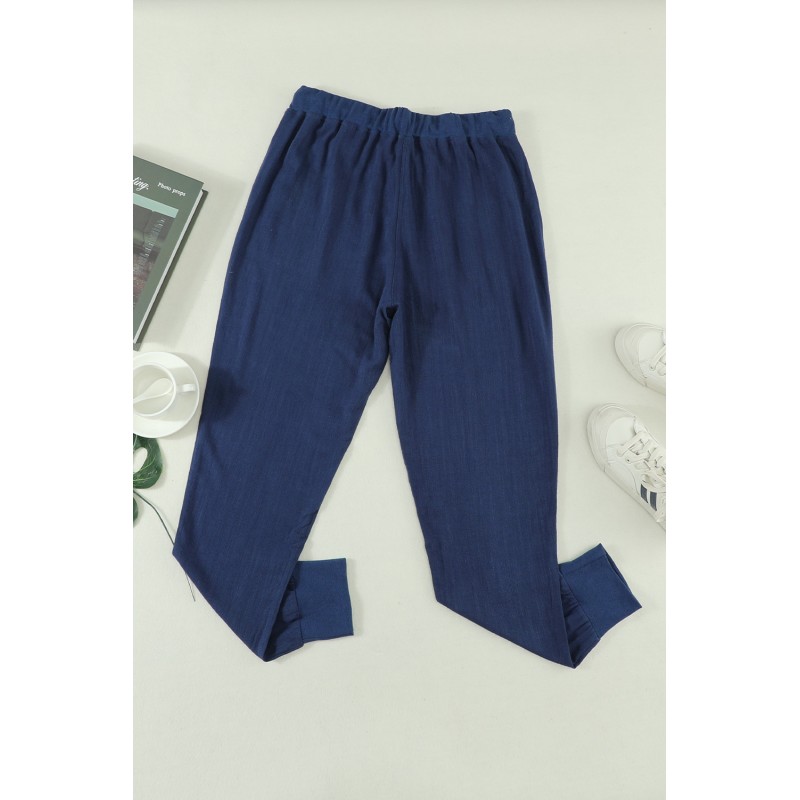 Dark Blue Pocketed Drawstring Joggers Dark Blue Pocketed Drawstring Joggers