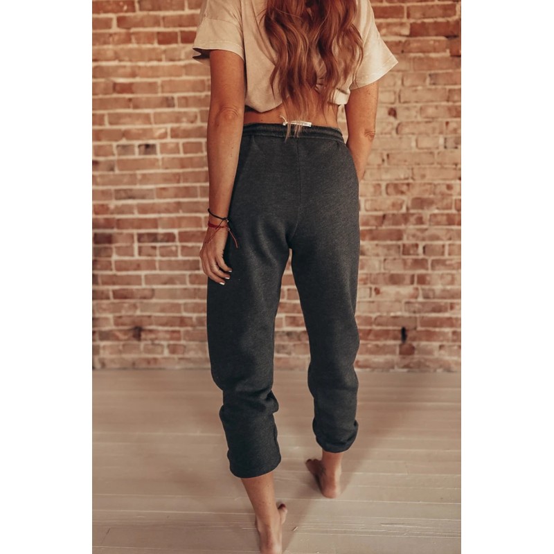 Black Drawstring Waist Pockets Sweatpants