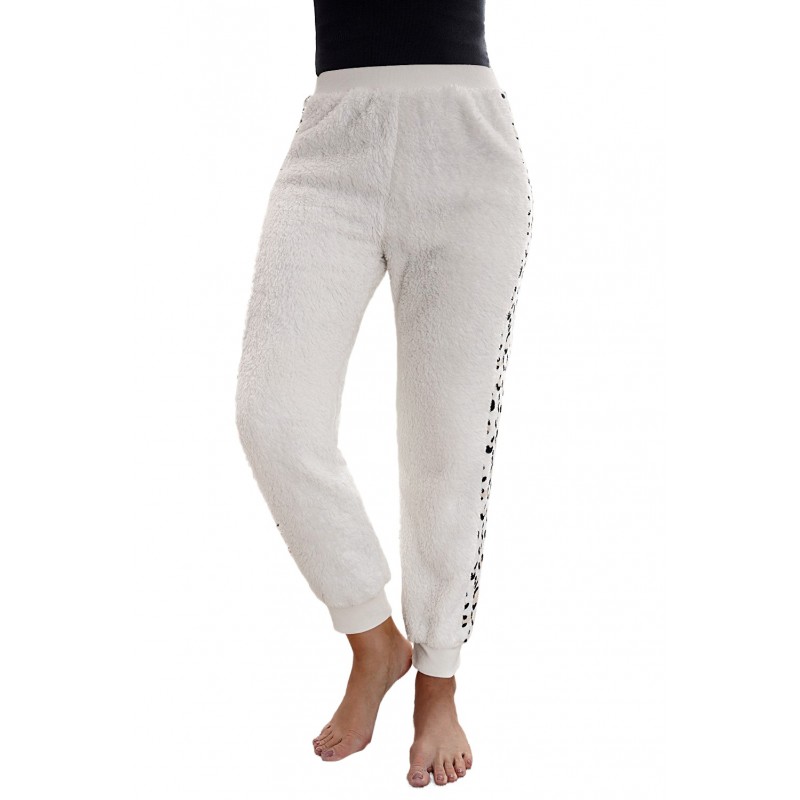 Leopard Patchwork Plush Jogger Pants Leopard Patchwork Plush Jogger Pants