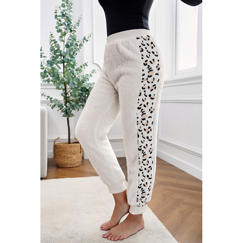 Leopard Patchwork Plush Jogger Pants Leopard Patchwork Plush Jogger Pants