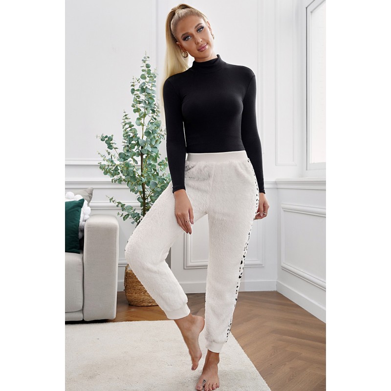 Leopard Patchwork Plush Jogger Pants Leopard Patchwork Plush Jogger Pants