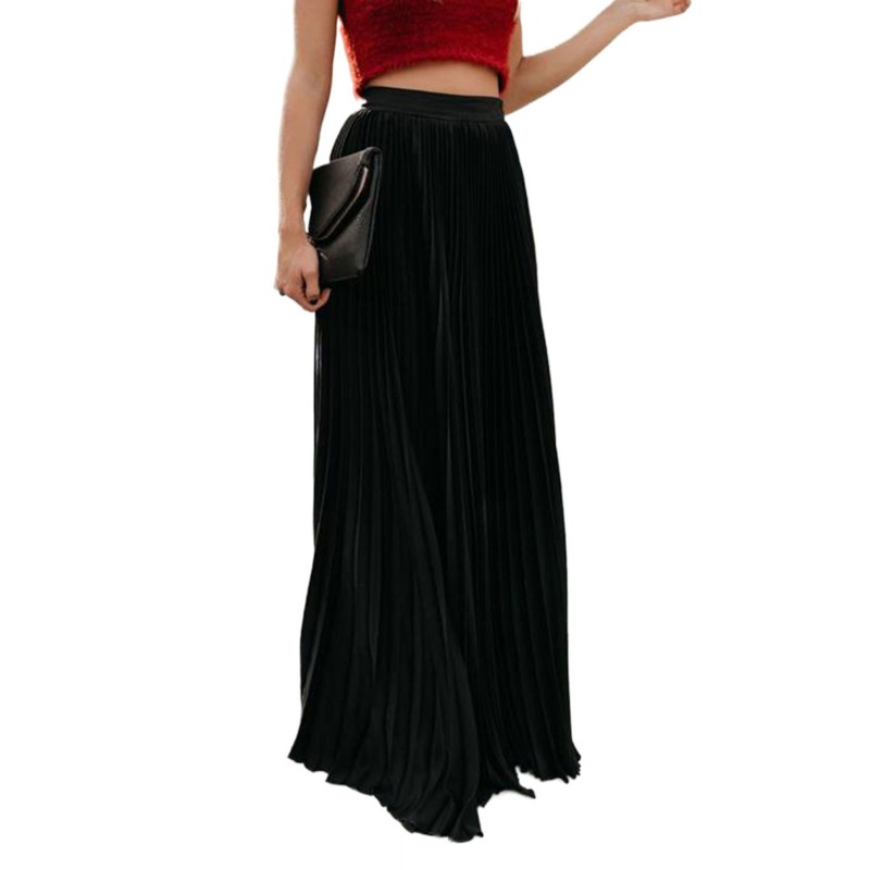 Black High Waisted Pleated Maxi Skirt Black High Waisted Pleated Maxi Skirt