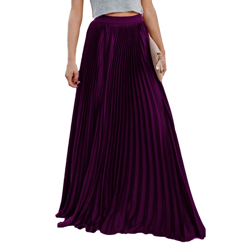 Purple High Waisted Pleated Maxi Skirt Purple High Waisted Pleated Maxi Skirt