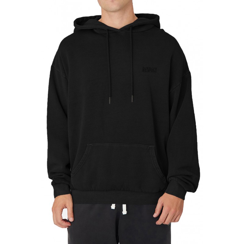 Black Drop-shoulder Pullover Men's Hoodie