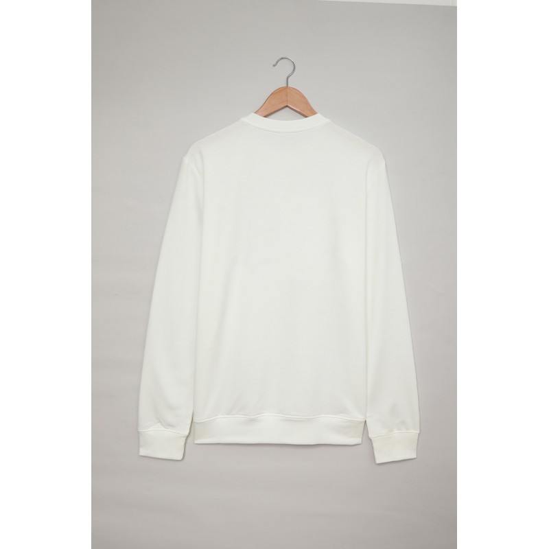 White Letter Pattern Print Crew Neck Men's Graphic Sweatshirt