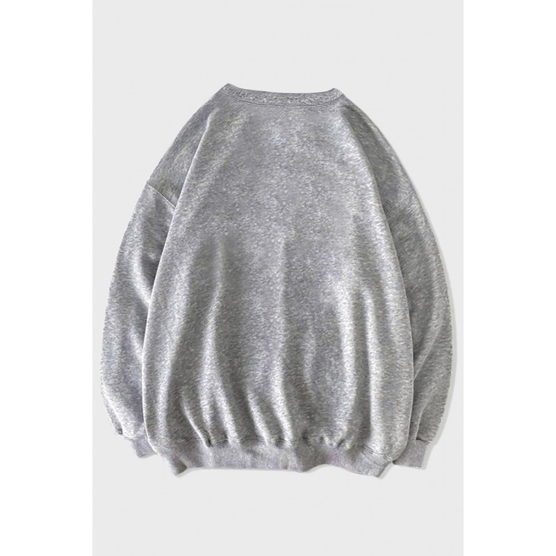 Gray Crew Neck Spaceship Graphic Men's Pullover Sweatshirt Gray Crew Neck Spaceship Graphic Men's Pullover Sweatshirt