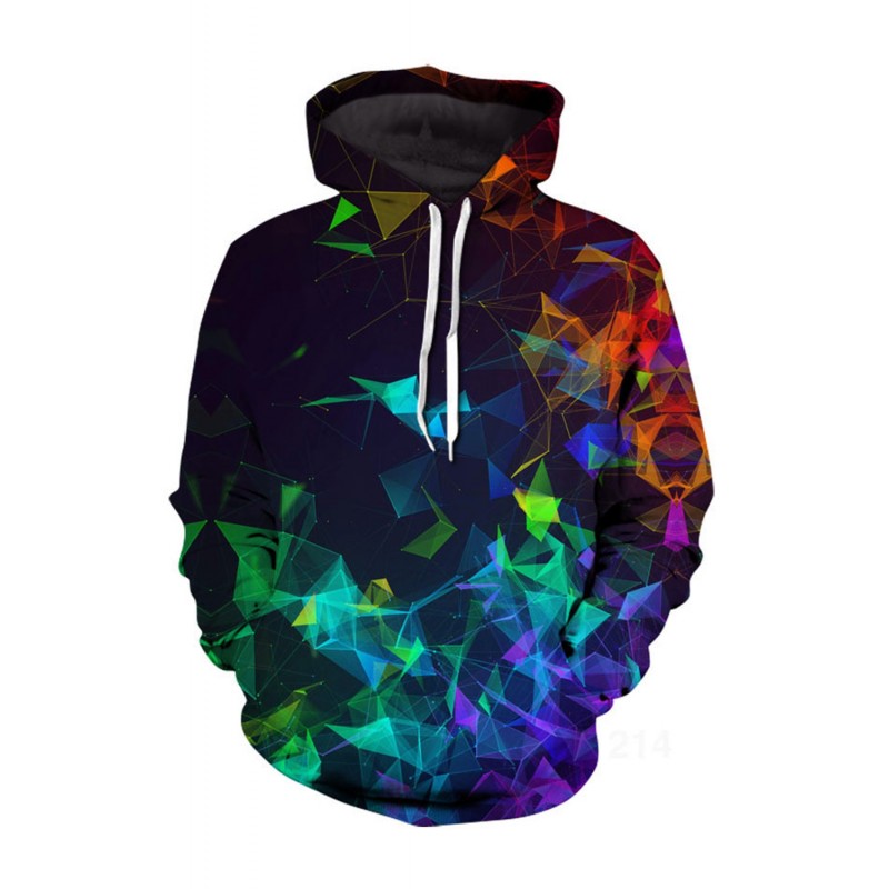 Men's Multicolor Geometric Print Pullover Hoodie Men's Multicolor Geometric Print Pullover Hoodie