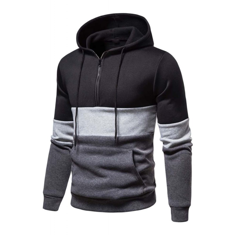 Men's Zipper Casual Colorblock Hooded Sweatshirt Men's Zipper Casual Colorblock Hooded Sweatshirt