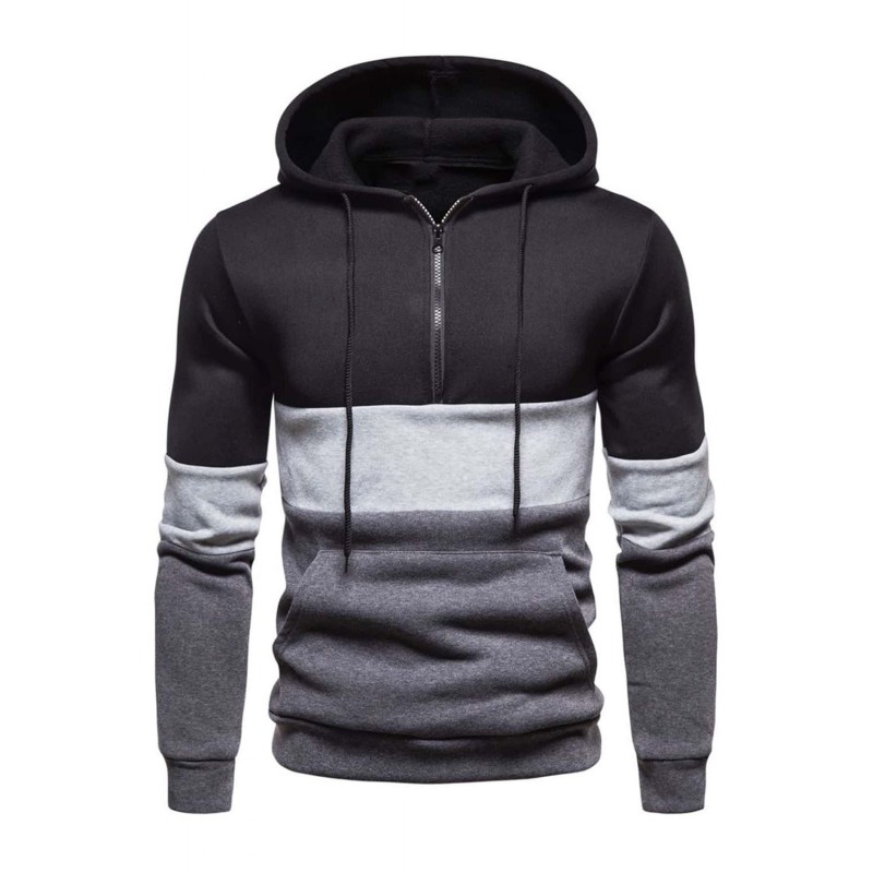 Men's Zipper Casual Colorblock Hooded Sweatshirt Men's Zipper Casual Colorblock Hooded Sweatshirt