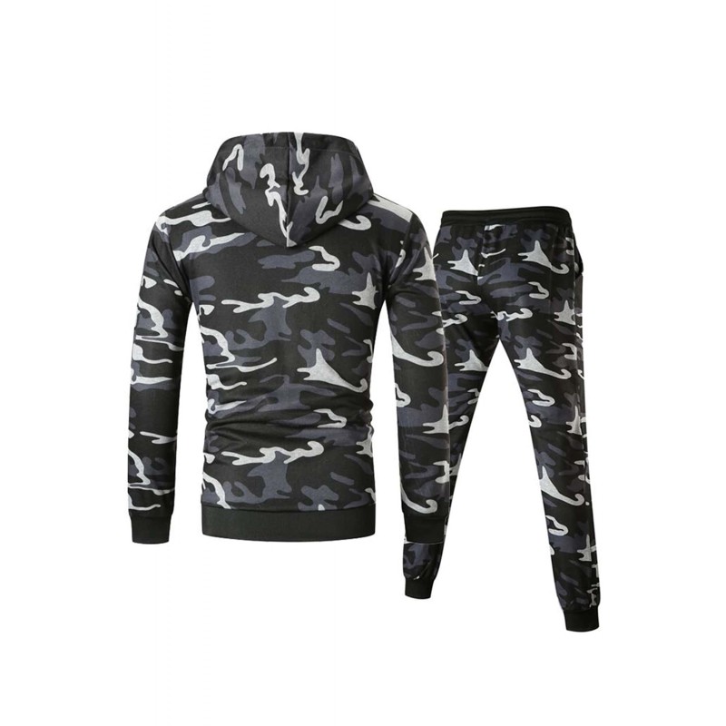 Men Camouflage Print & Drawstring Hoodie Tracksuit Men Camouflage Print & Drawstring Hoodie Tracksuit