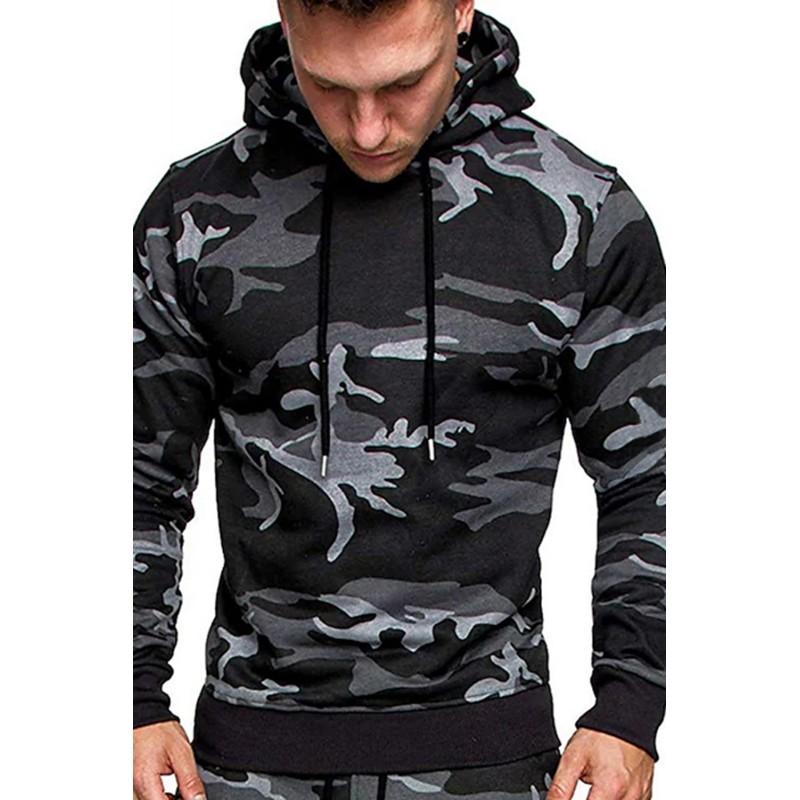 Men Camouflage Print & Drawstring Hoodie Tracksuit Men Camouflage Print & Drawstring Hoodie Tracksuit