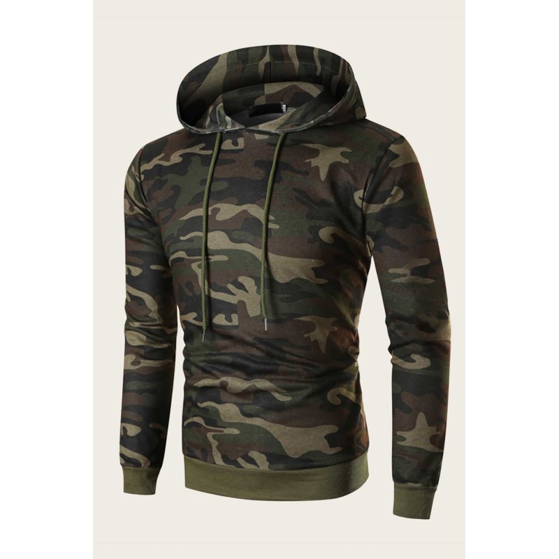 Men Camouflage Print & Drawstring Hoodie Tracksuit Men Camouflage Print & Drawstring Hoodie Tracksuit