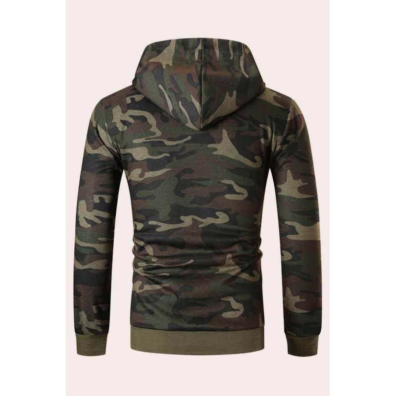 Men Camouflage Print & Drawstring Hoodie Tracksuit Men Camouflage Print & Drawstring Hoodie Tracksuit