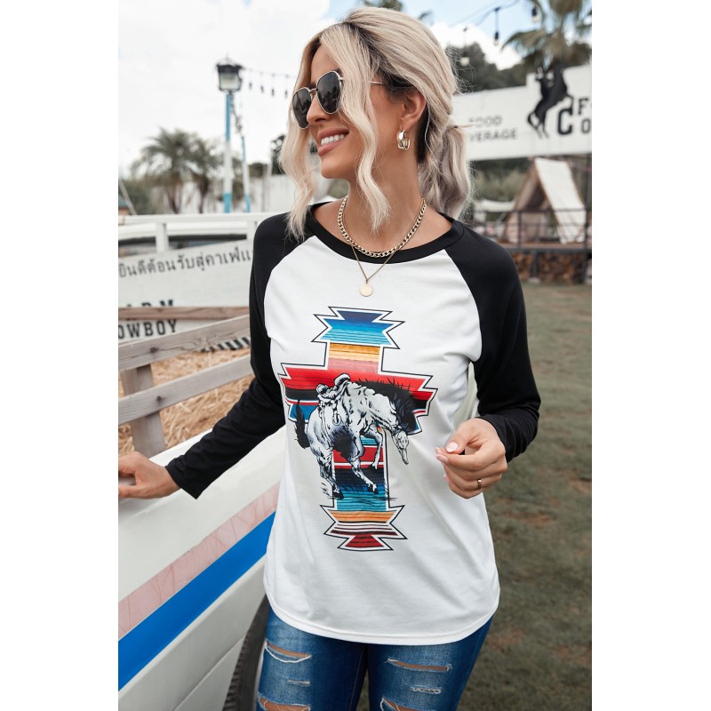 Serape War Paint Graphic Raglan Sleeve Top Serape War Paint Graphic Raglan Sleeve Top